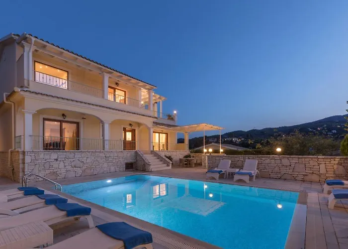 View Villas-corfu-villa Christos-4 Bedrooms-big Private Pool-sea View-prime Location Kassiopi